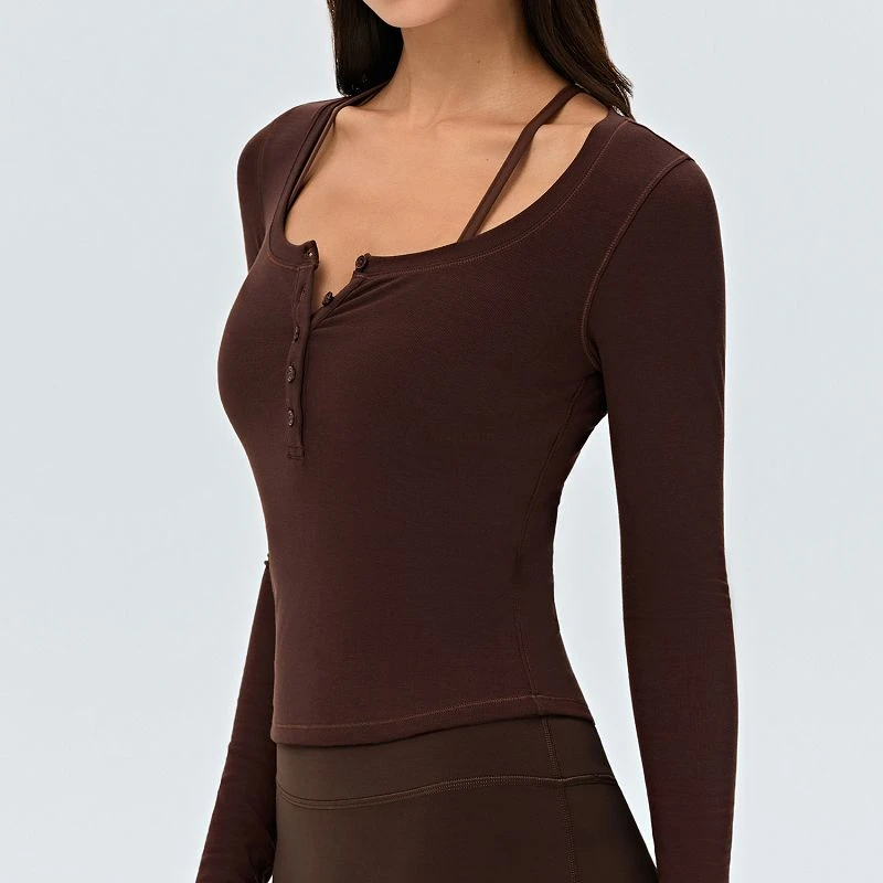 Henley Collar Commuting Yoga Top price