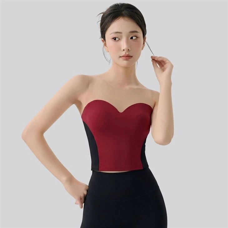 Mesh-Paneled Strapless Sports Vest