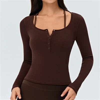 Henley Collar Commuting Yoga Top