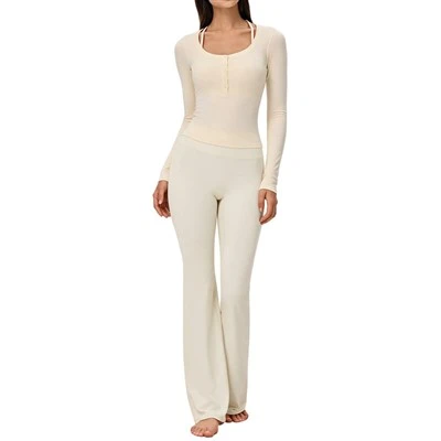 Henley Collar Flared Sports Suit