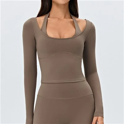 Large U-neck Tight-fitting Long-sleeved Yoga Clothes