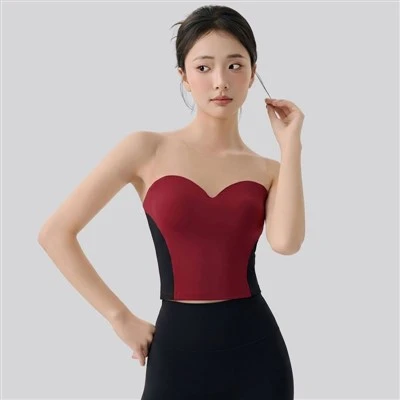 Mesh-Paneled Strapless Sports Vest