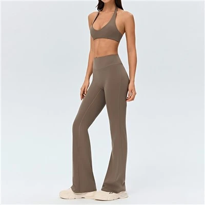 U-neck Micro-flare Casual Fitness Set
