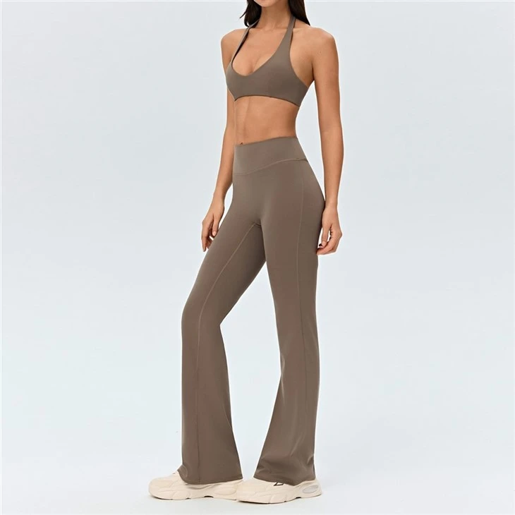 U-neck Micro-flare Casual Fitness Set